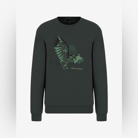 ARMANI EXCHANGE CREW NECK EAGLE SWEATSHIRT GREEN - Picture 4 of 8